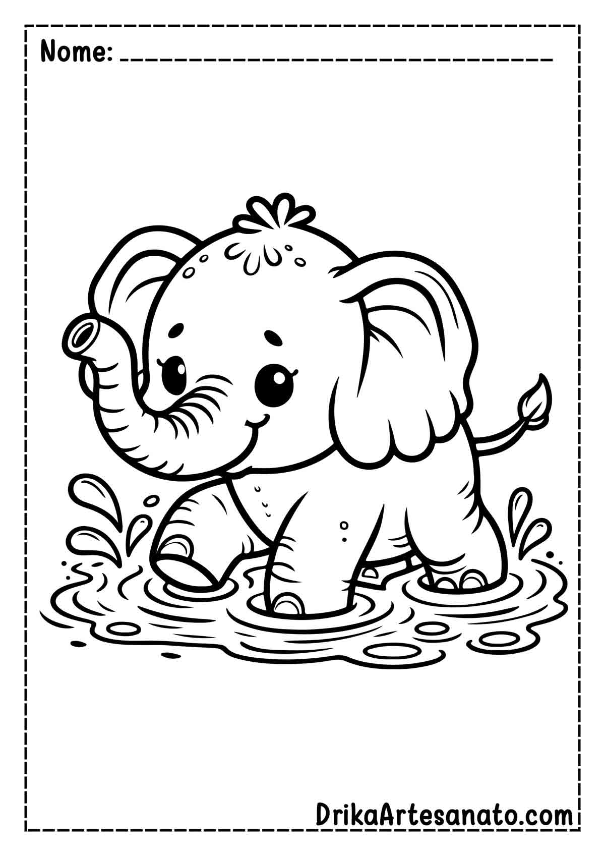 Desenho de Elefante Infantil para Pintar