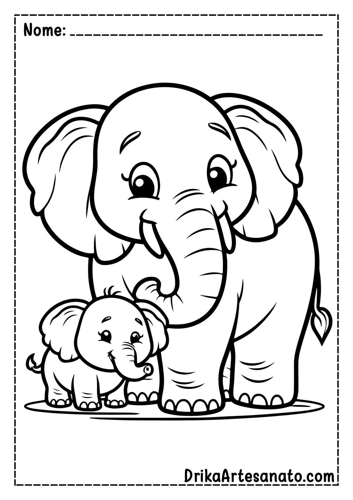 Desenho de Elefante Fofo para Pintar