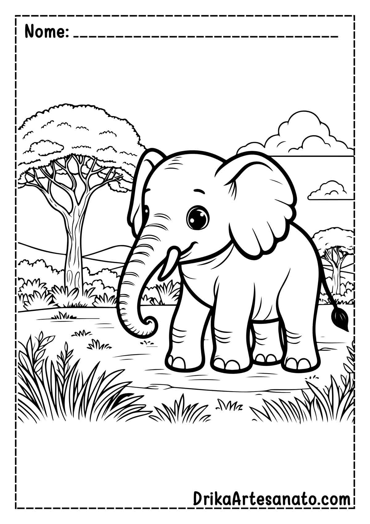 Desenho de Elefante para Colorir