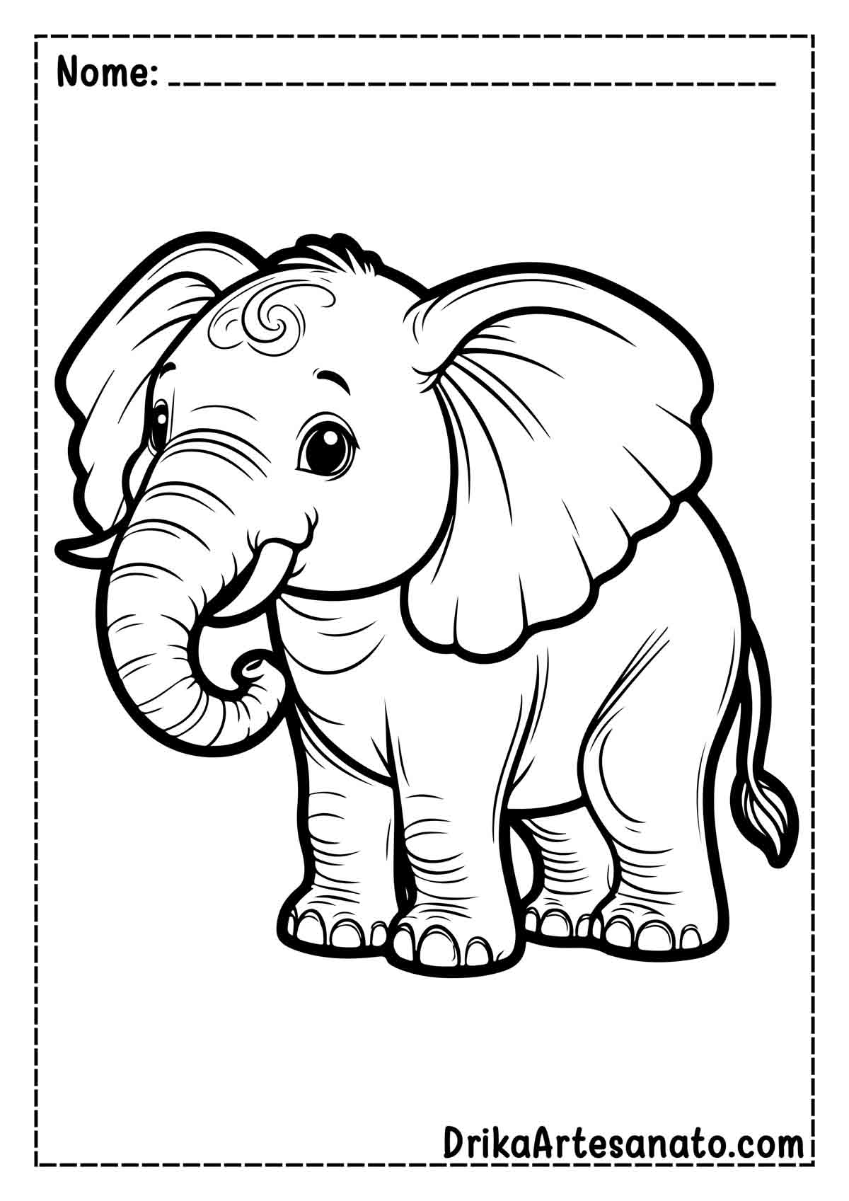 Desenho de Elefante Realista para Pintar