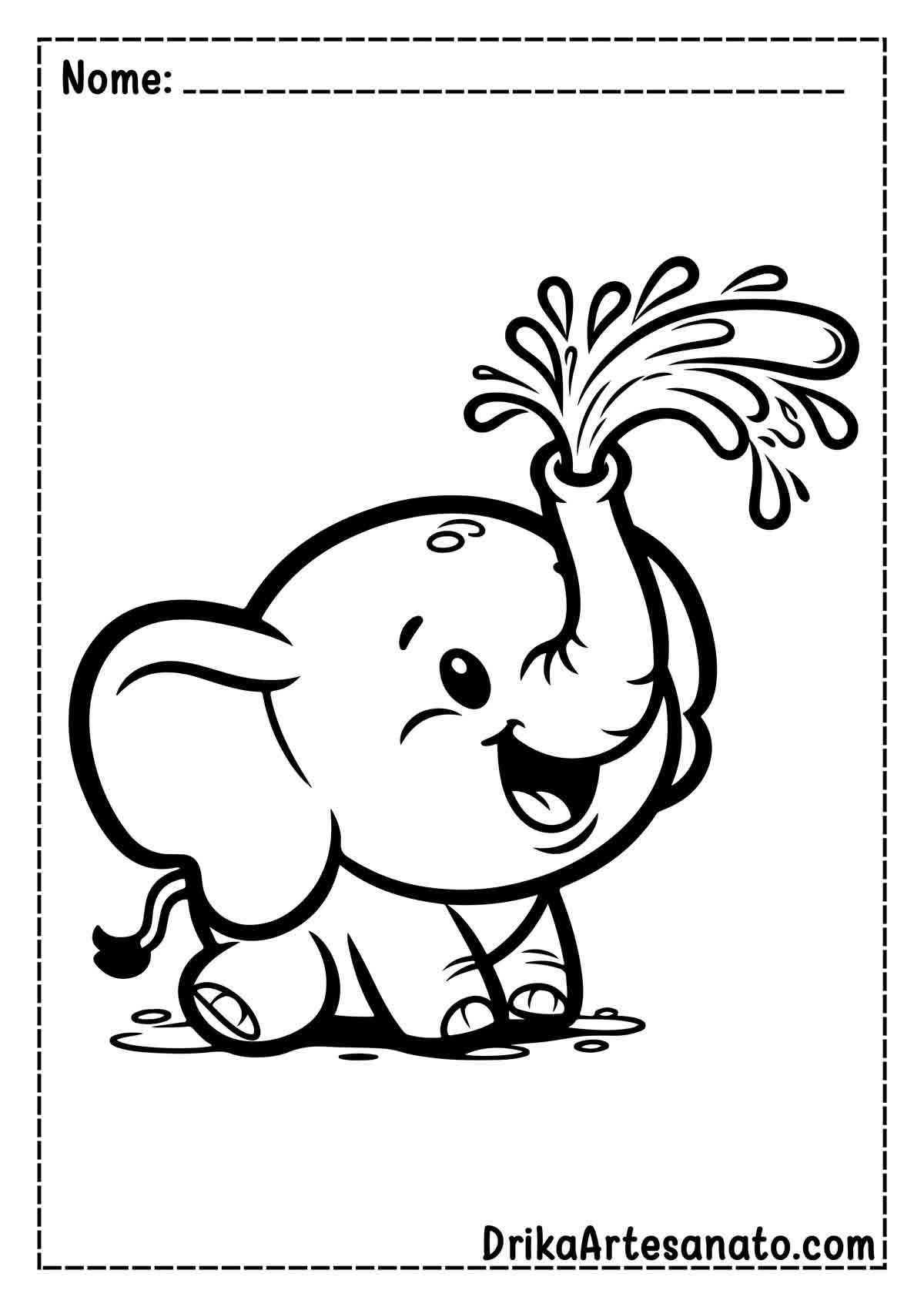Desenho de Elefante Fácil para Colorir