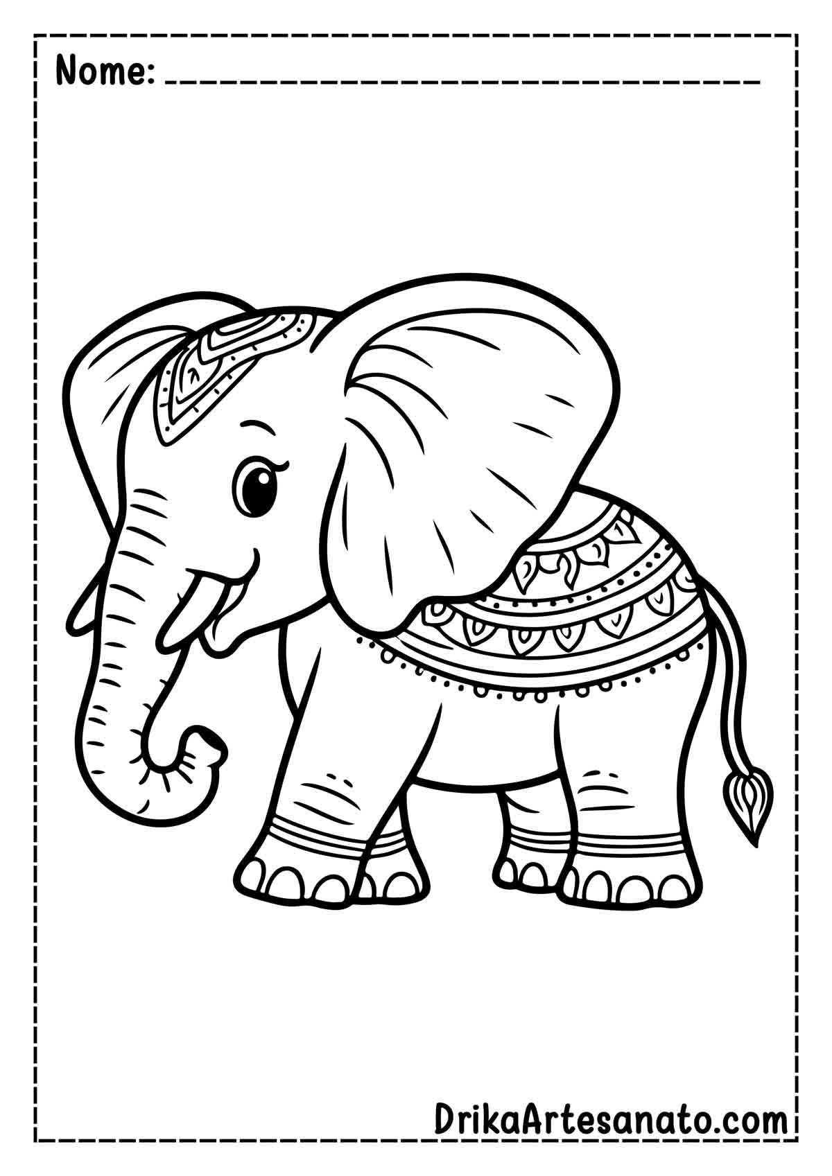 Desenho de Elefante para Pintar