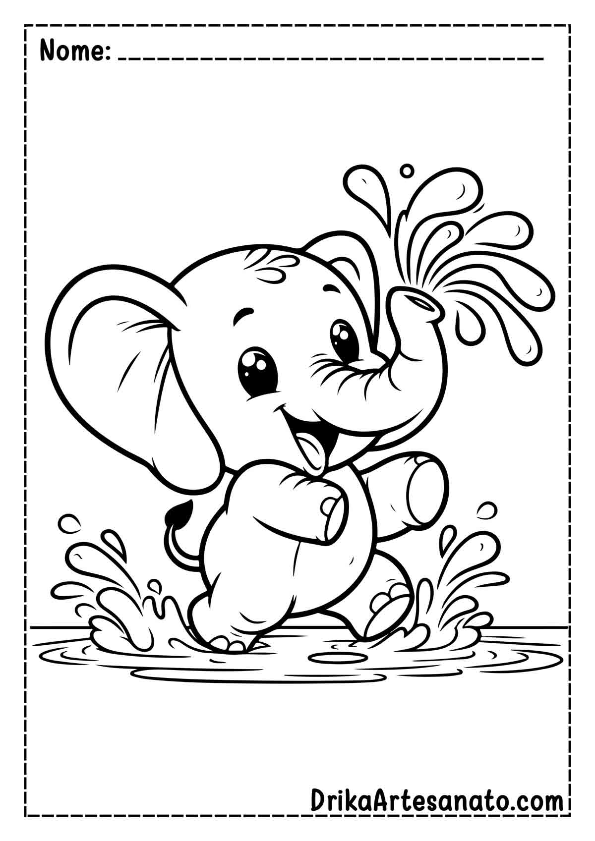 Desenho de Elefante Infantil para Pintar