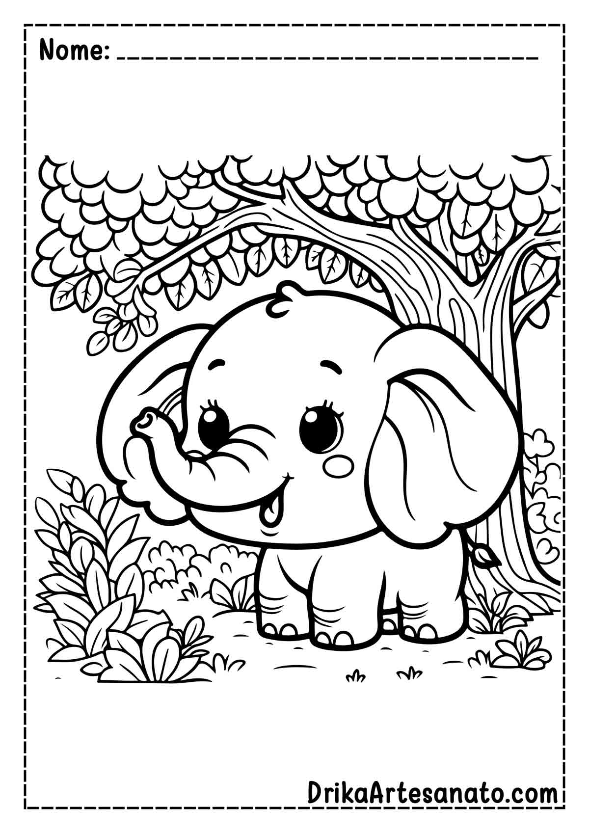 Desenho de Elefante Infantil para Colorir