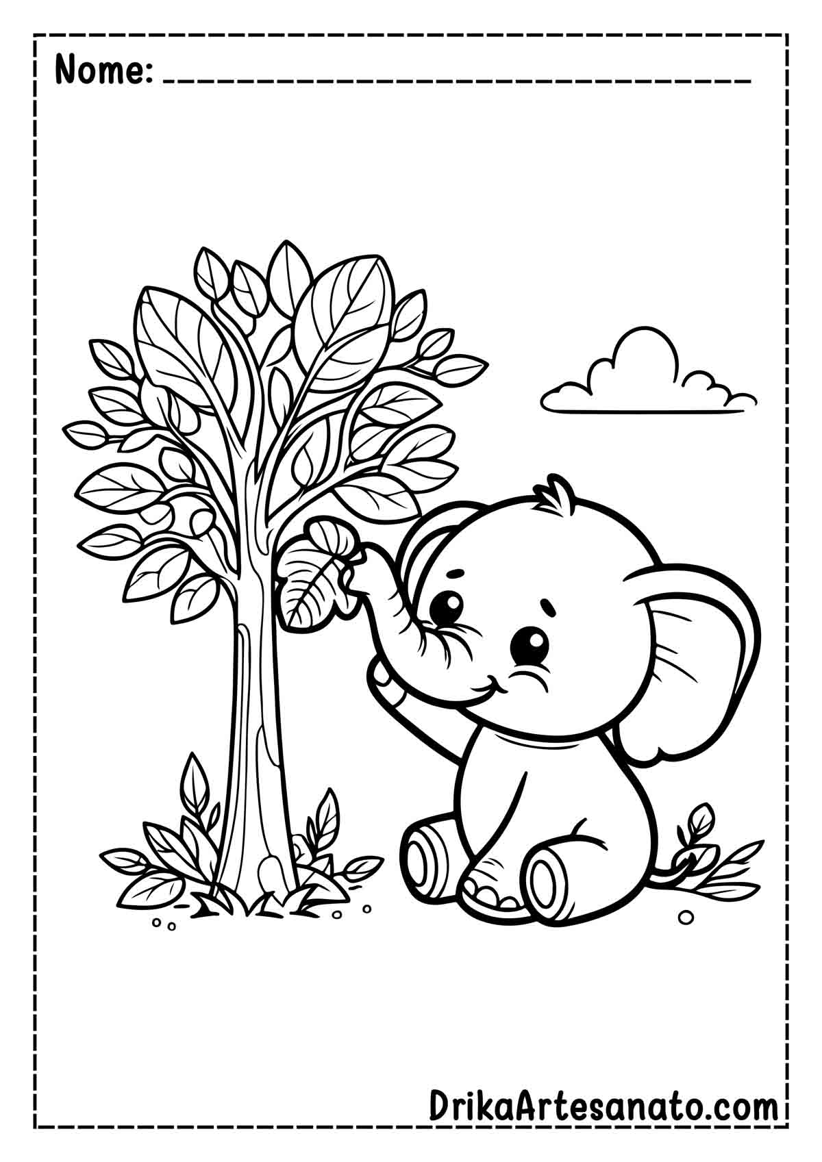 Desenho de Elefante para Colorir e Imprimir