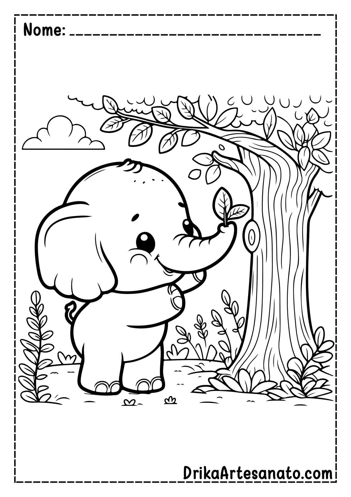 Desenho de Elefante para Imprimir e Colorir