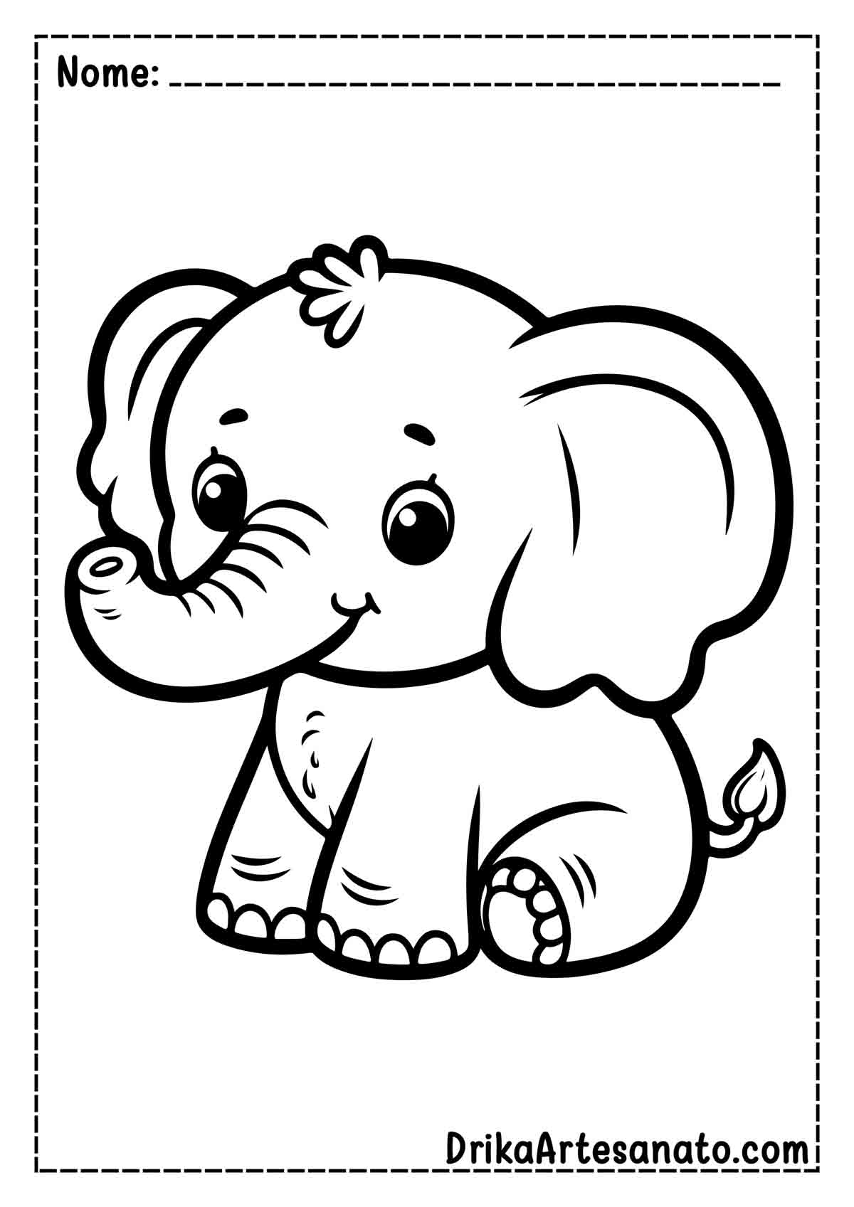 Desenho de Elefante Fácil para Colorir e Imprimir