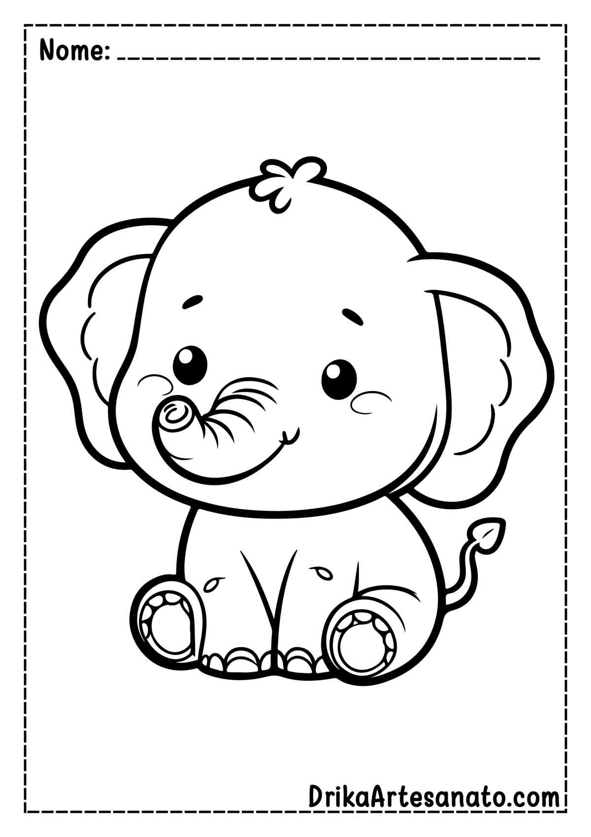 Desenho de Elefante Infantil para Colorir