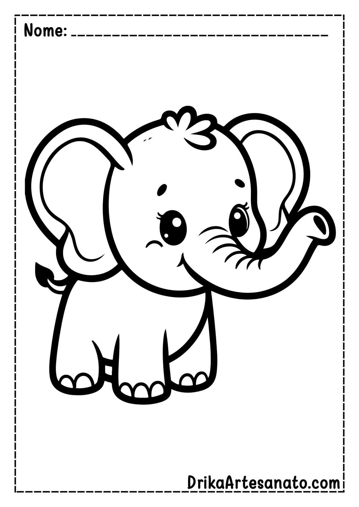 Desenho de Elefante Fácil para Colorir