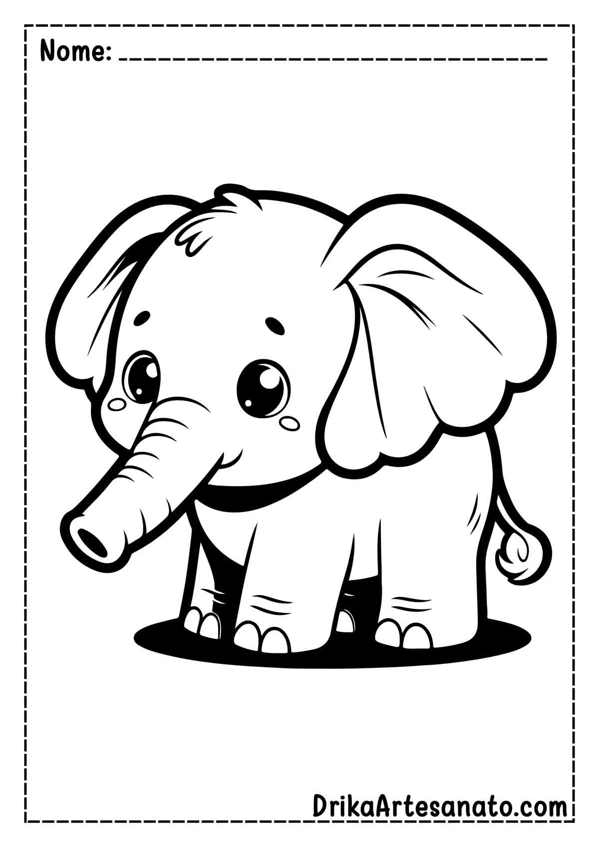 Desenho de Elefante Fofo para Imprimir