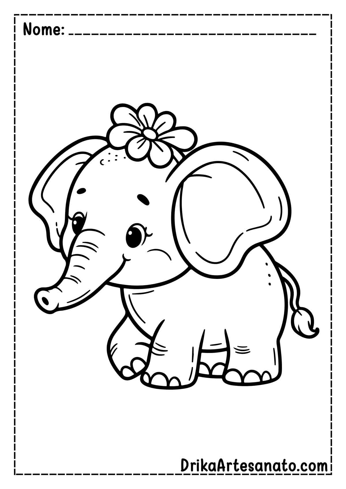 Desenho de Elefante Infantil para Colorir e Imprimir