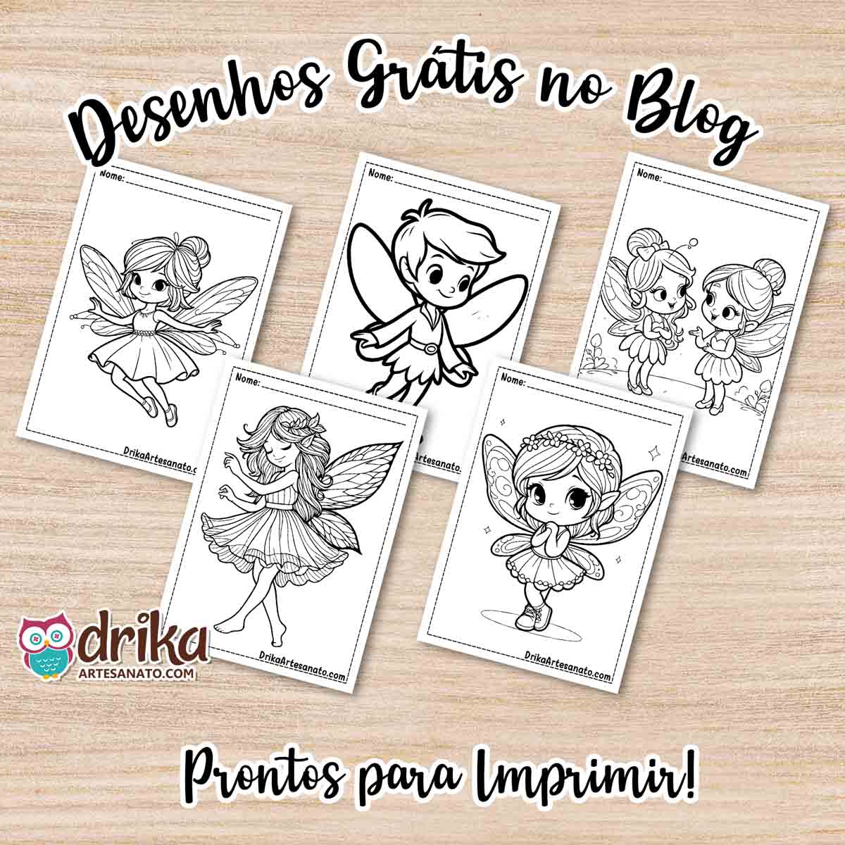 Desenhos de Fada para Colorir Grátis em PDF