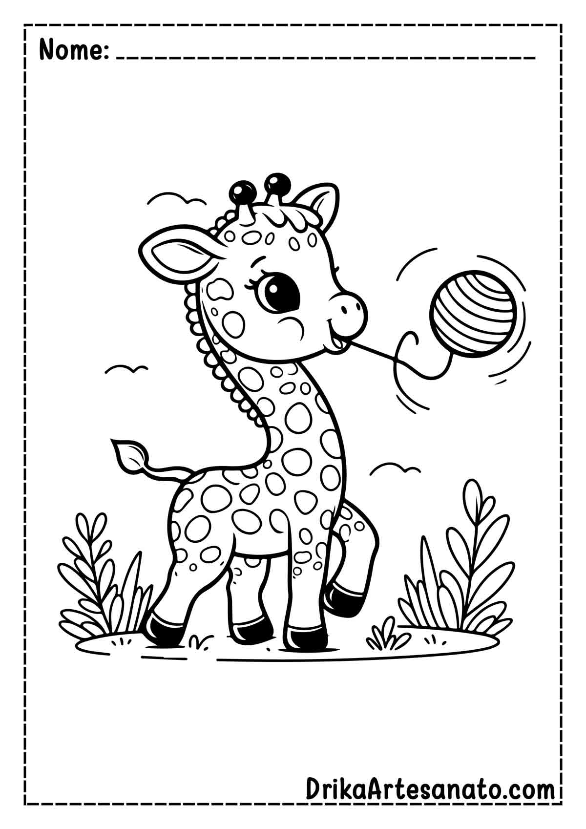 Desenho de Girafa Infantil para Pintar
