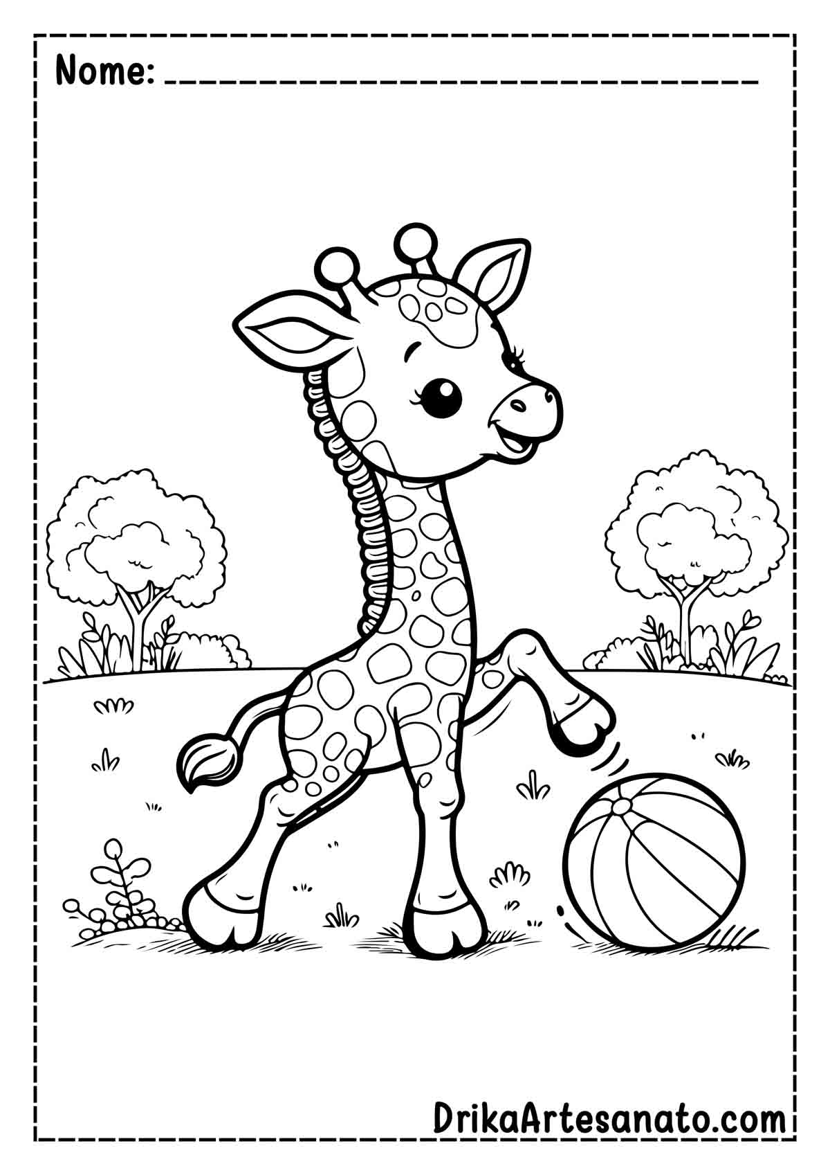 Desenho de Girafa Fofa para Colorir