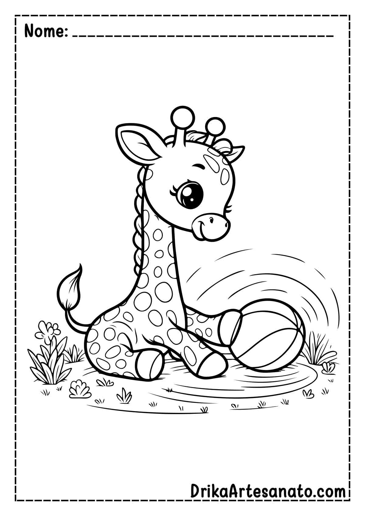 Desenho de Girafa Fofa para Colorir e Imprimir