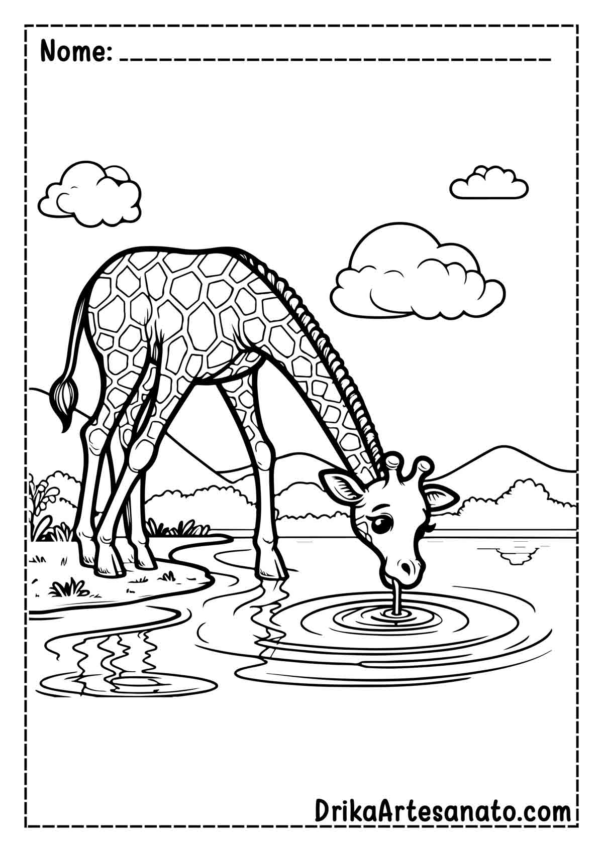 Desenho de Girafa Realista para Colorir