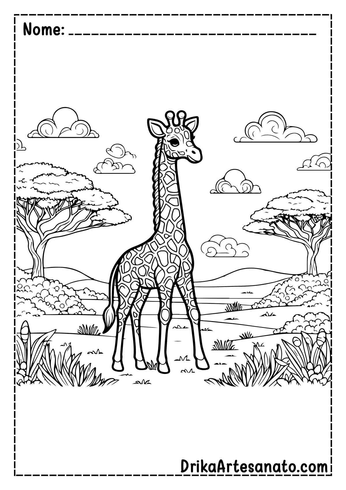 Desenho de Girafa Realista para Colorir e Imprimir