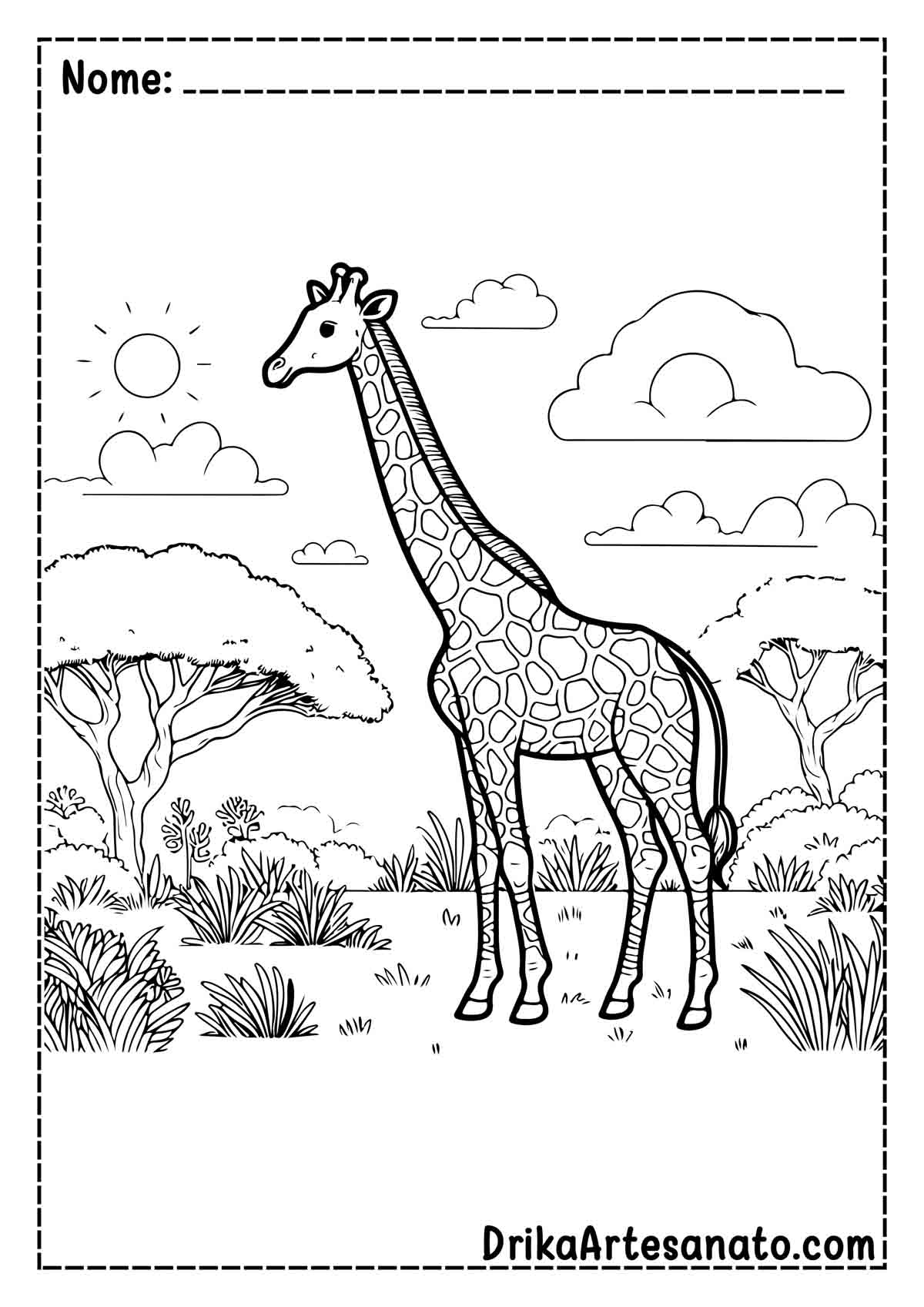 Desenho de Girafa Infantil para Colorir