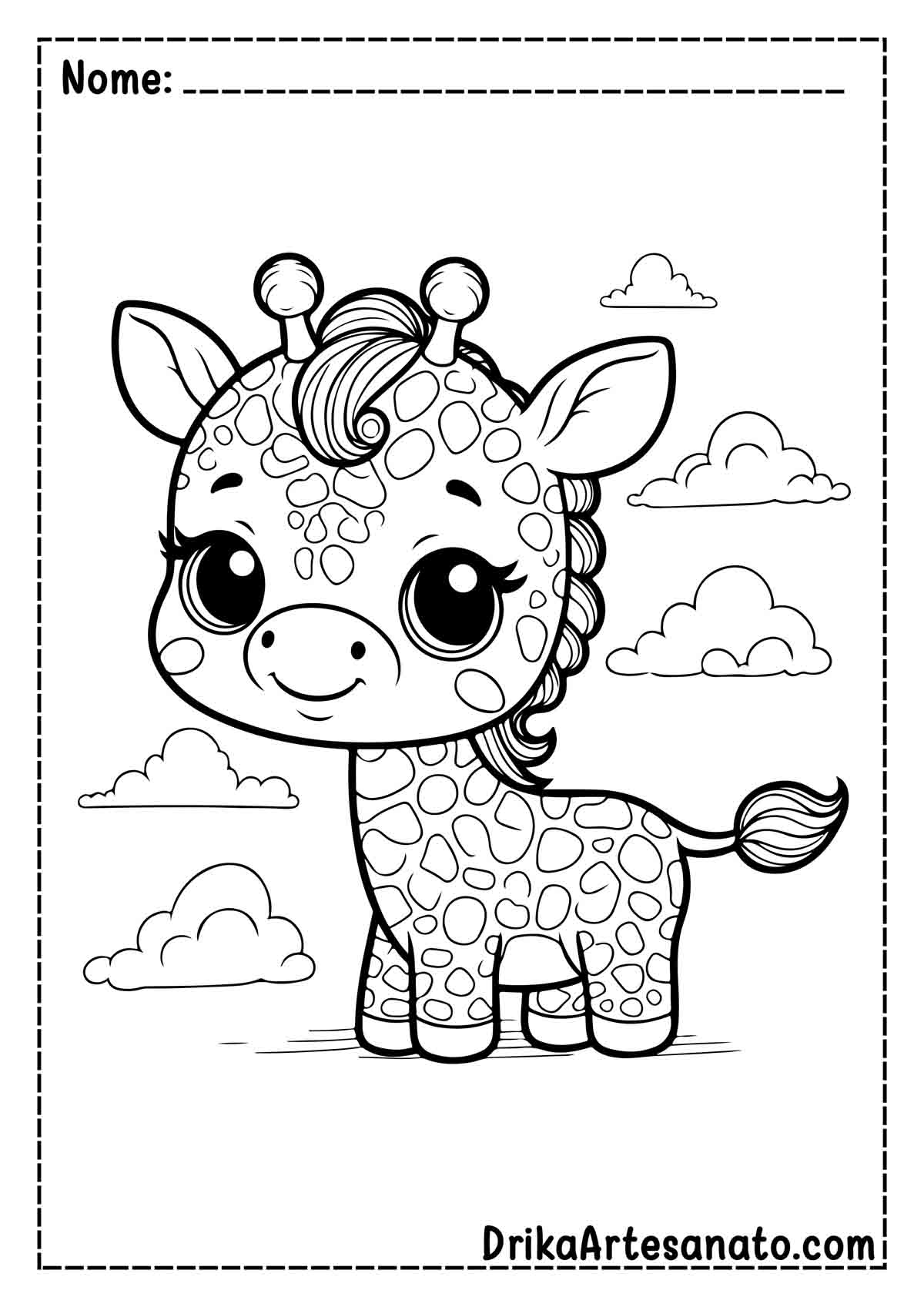 Desenho de Girafa Fofa para Imprimir