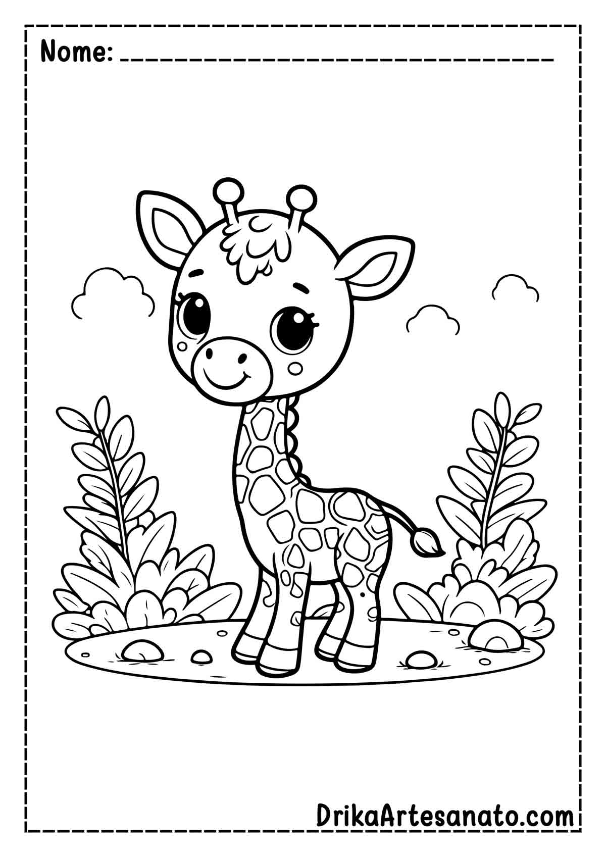 Desenho de Girafa Fácil para Colorir