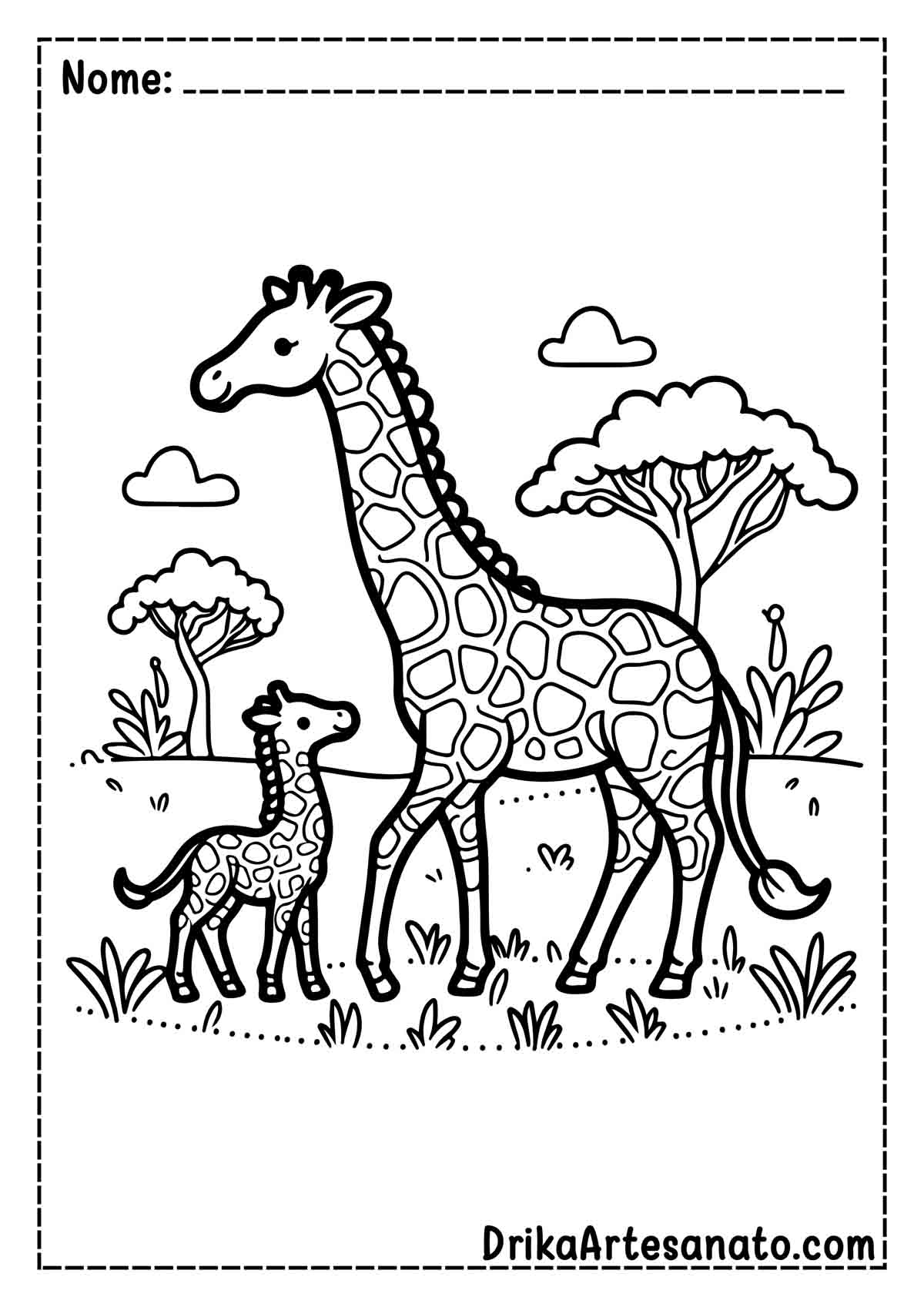 Desenho de Girafa Fácil para Pintar