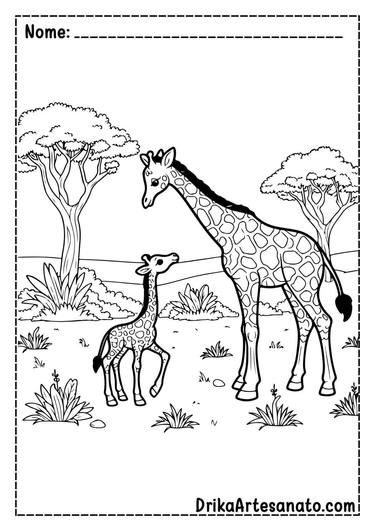 Desenho de Girafa para Colorir e Imprimir