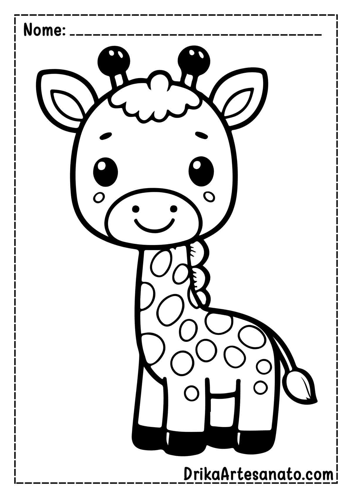 Desenho de Girafa Fácil para Imprimir e Colorir