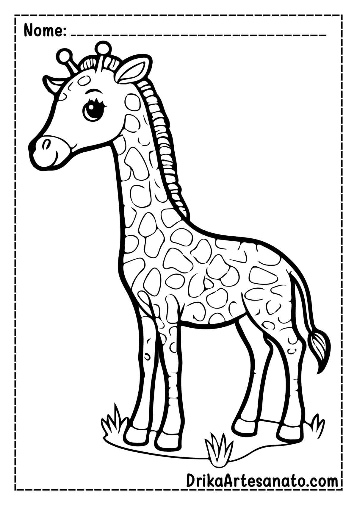 Desenho de Girafa Fácil para Colorir