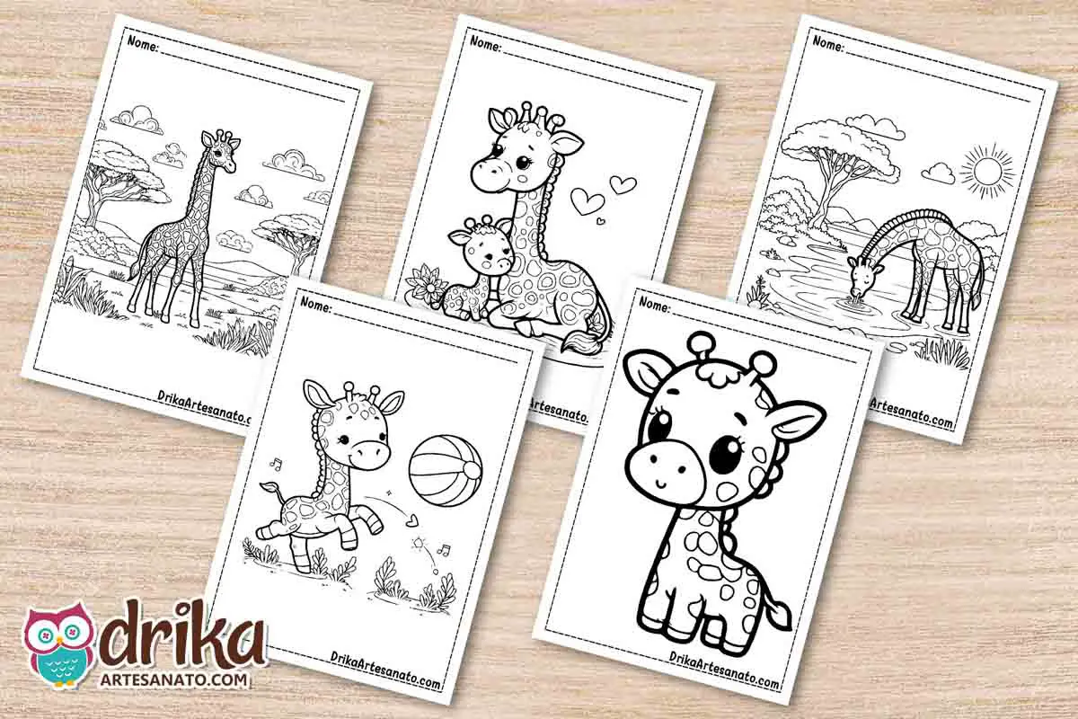 50 Desenhos de Girafa para Colorir Grátis em PDF