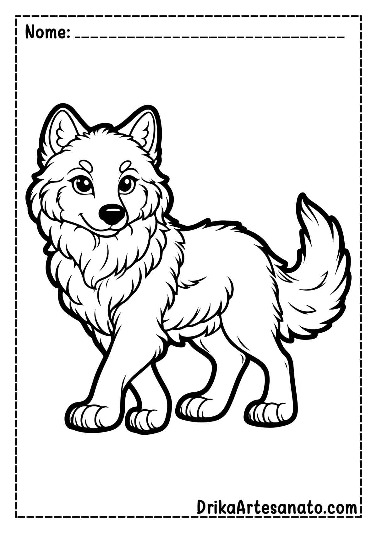 Desenho de Lobo para Pintar e Imprimir