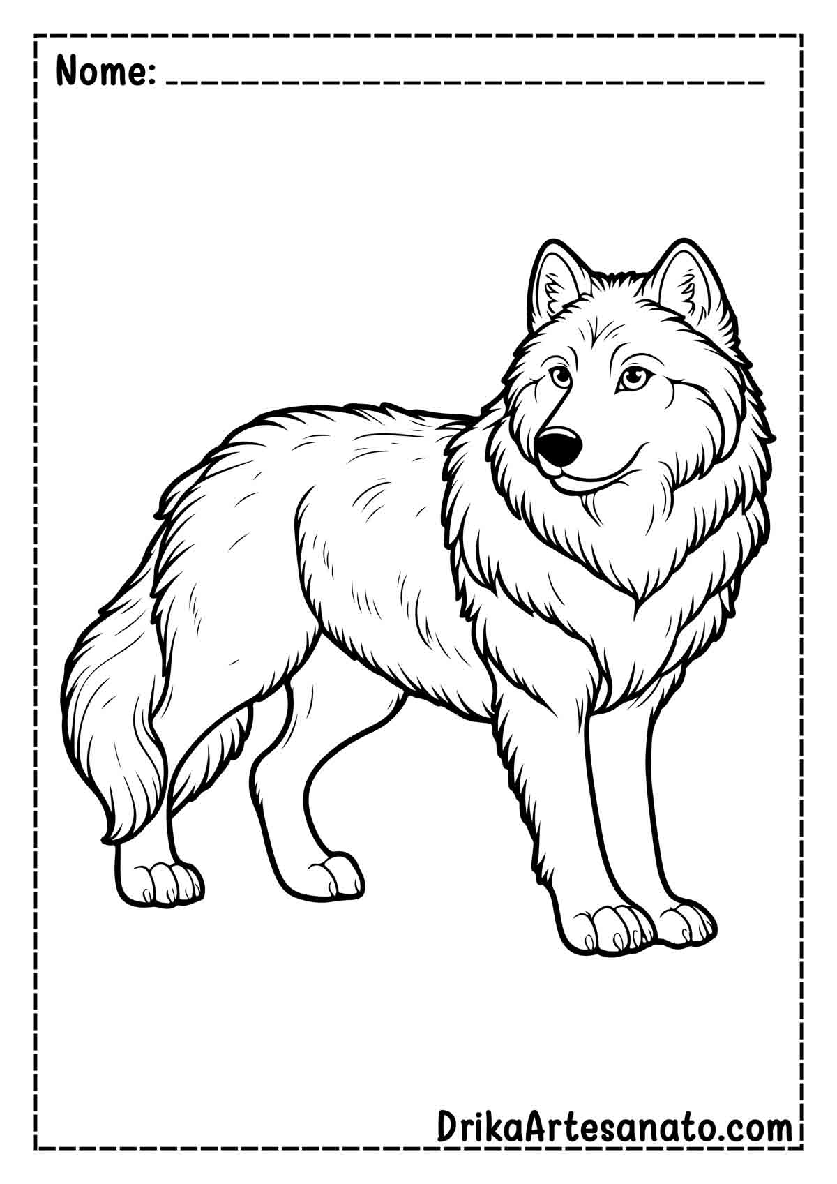 Desenho de Lobo Realista para Imprimir