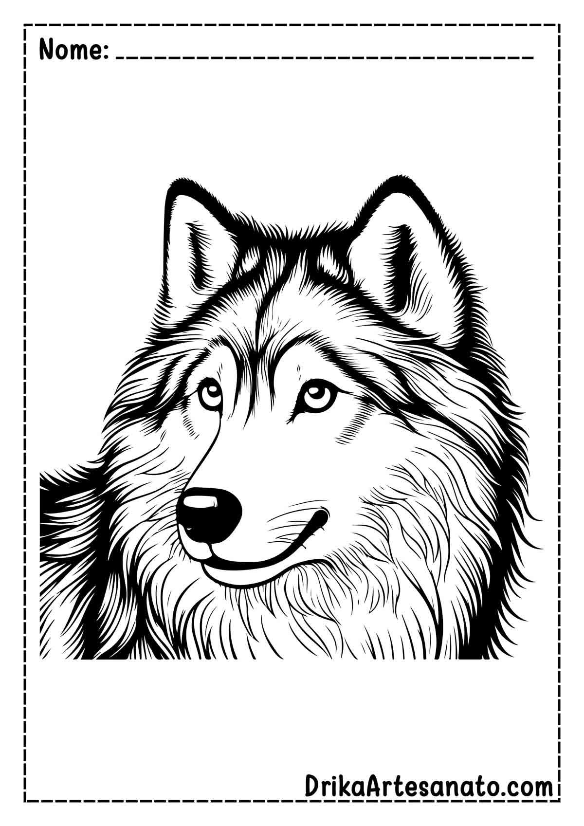 Desenho de Lobo Realista para Colorir e Imprimir