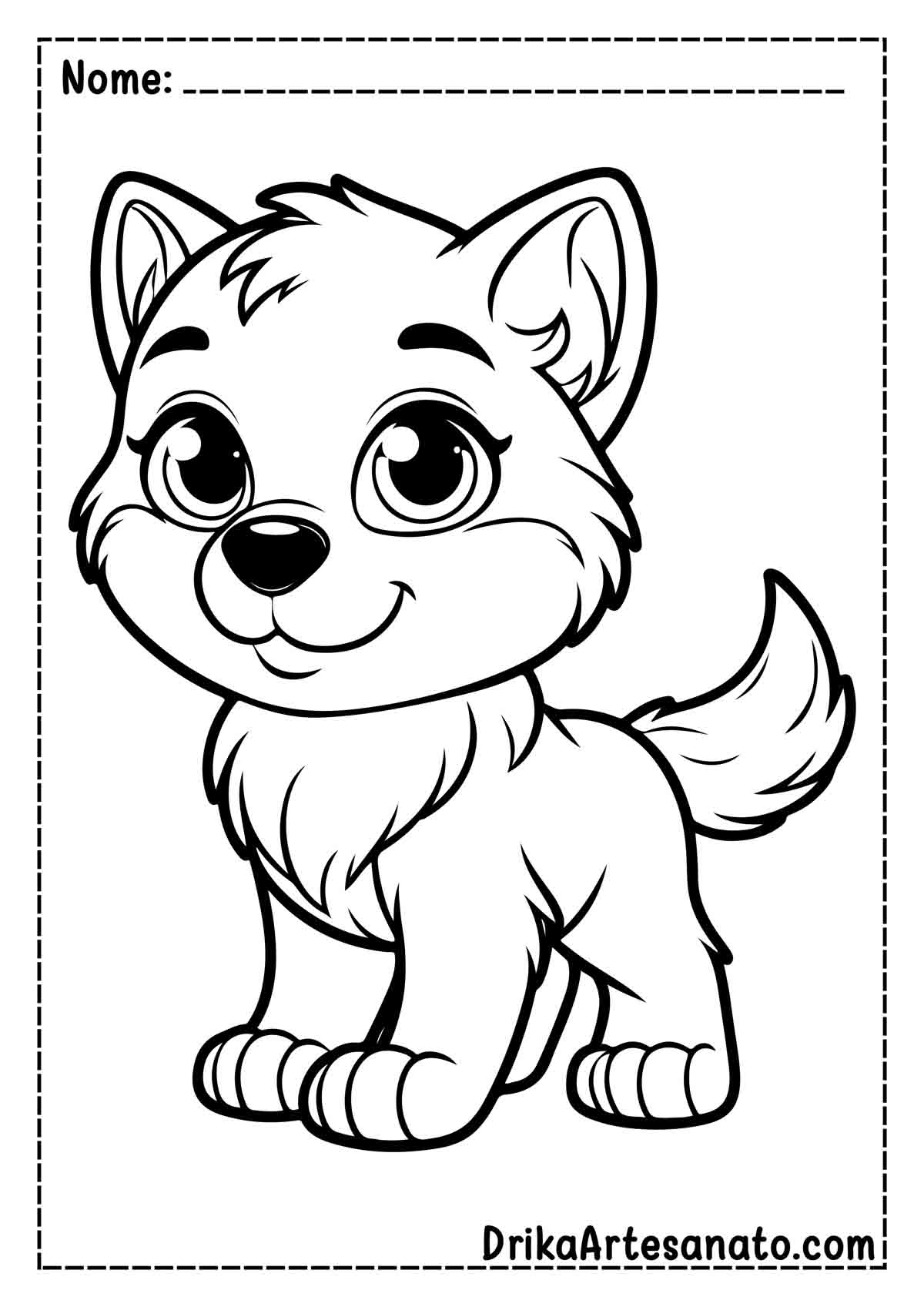 Desenho de Lobo Infantil para Colorir