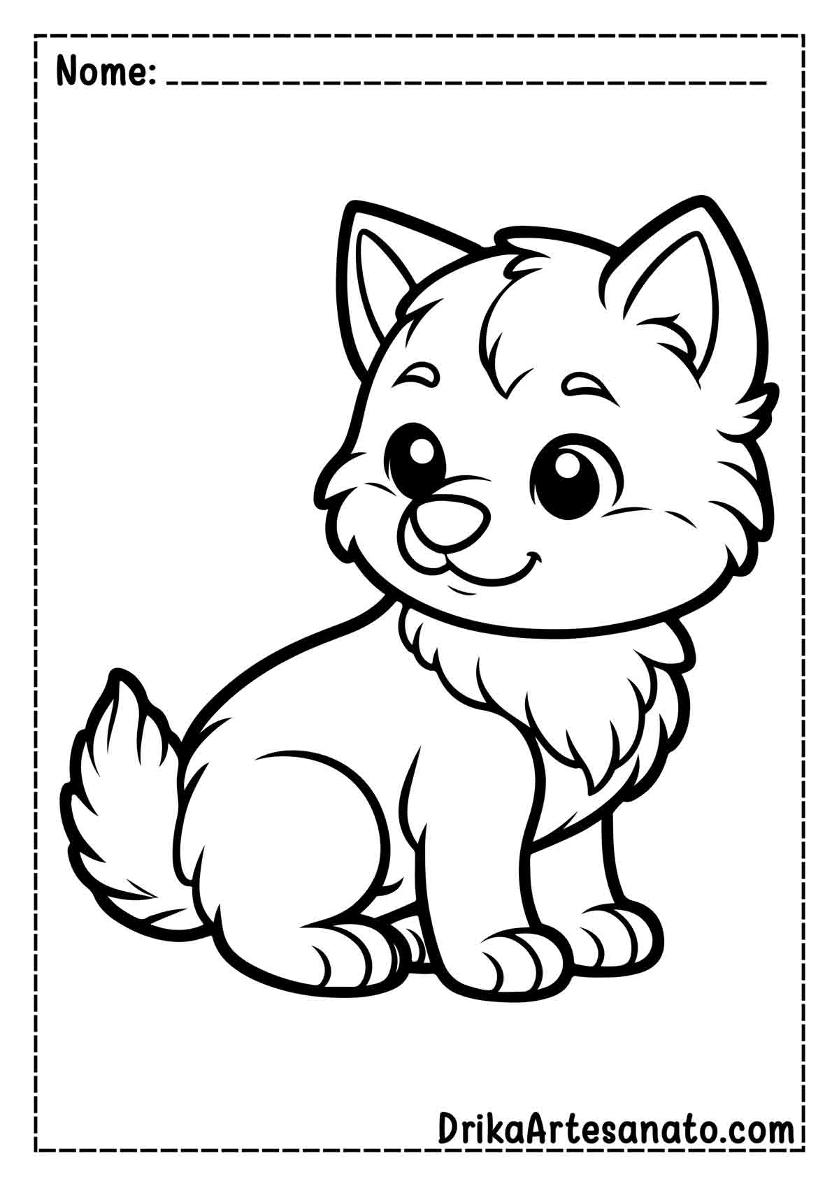 Desenho de Lobo Infantil para Pintar e Imprimir