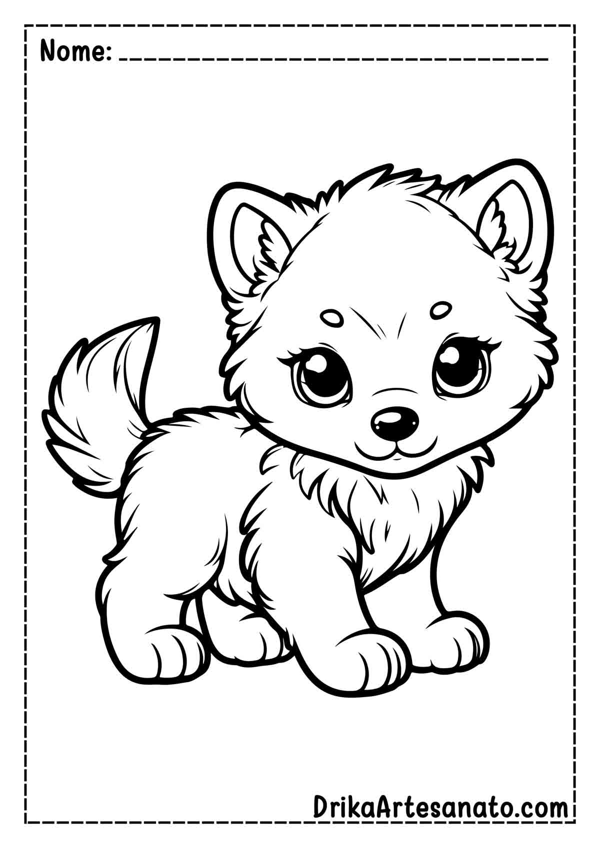 Desenho de Lobo Infantil para Imprimir e Pintar