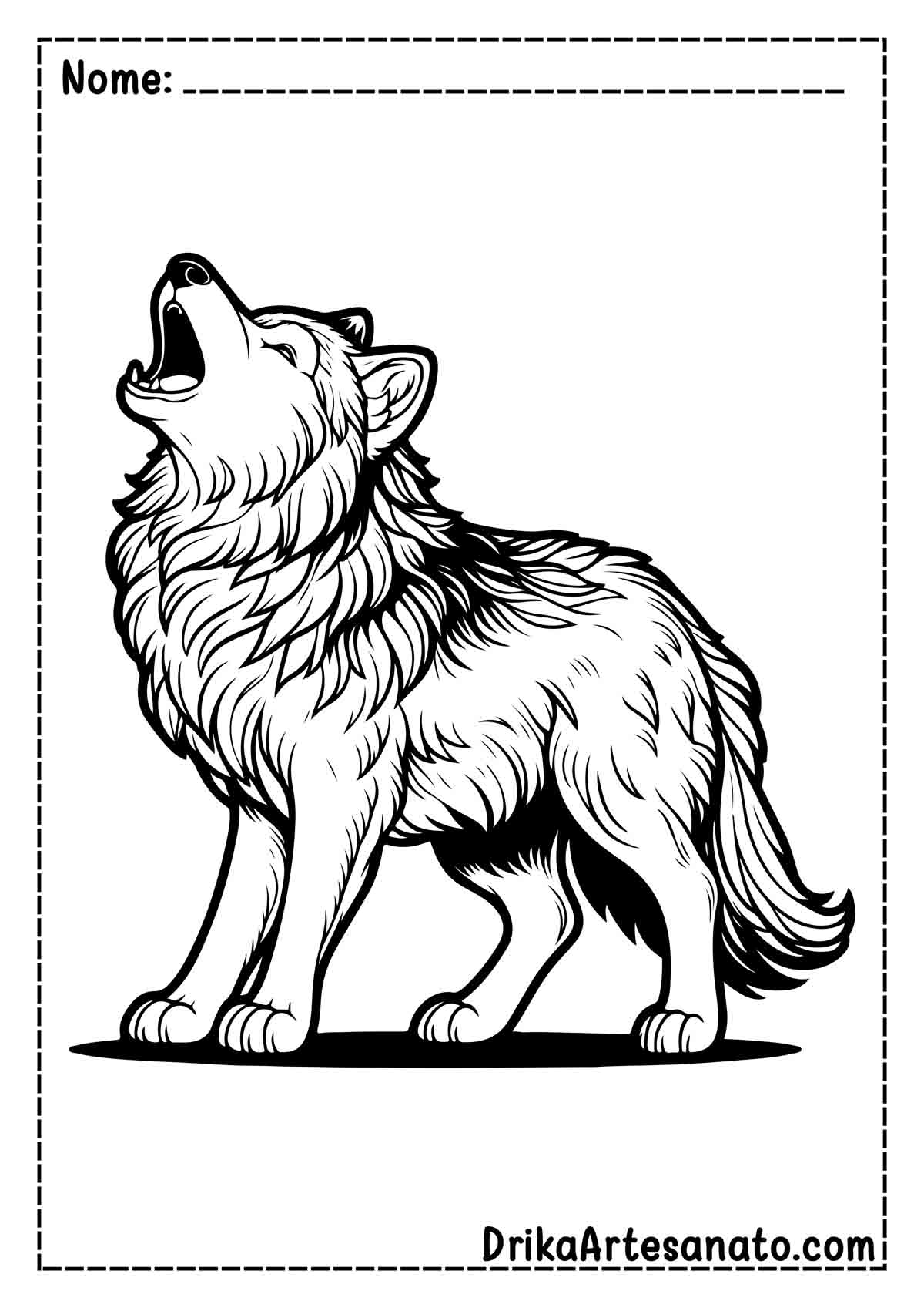 Desenho de Lobo Uivando para Imprimir