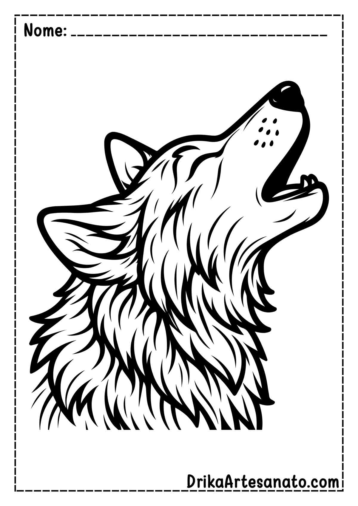 Desenho de Lobo Uivando para Pintar