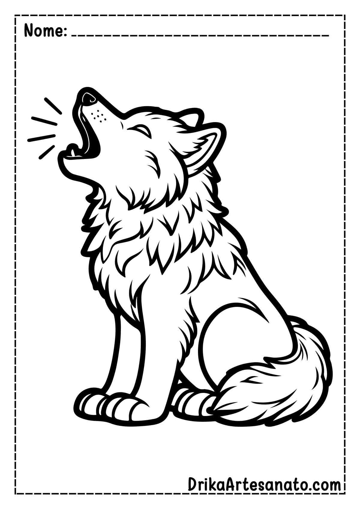 Desenho de Lobo Uivando para Imprimir e Pintar