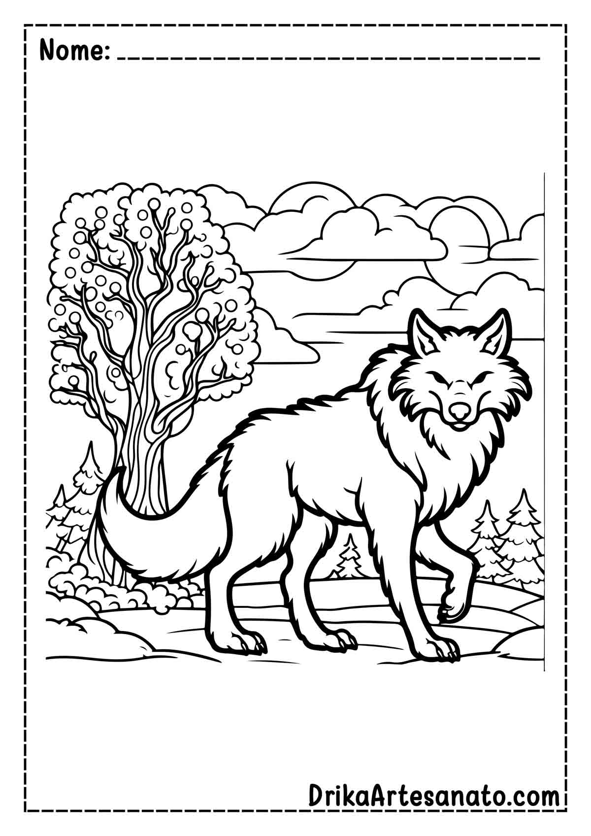 Desenho de Lobo Mau para Colorir