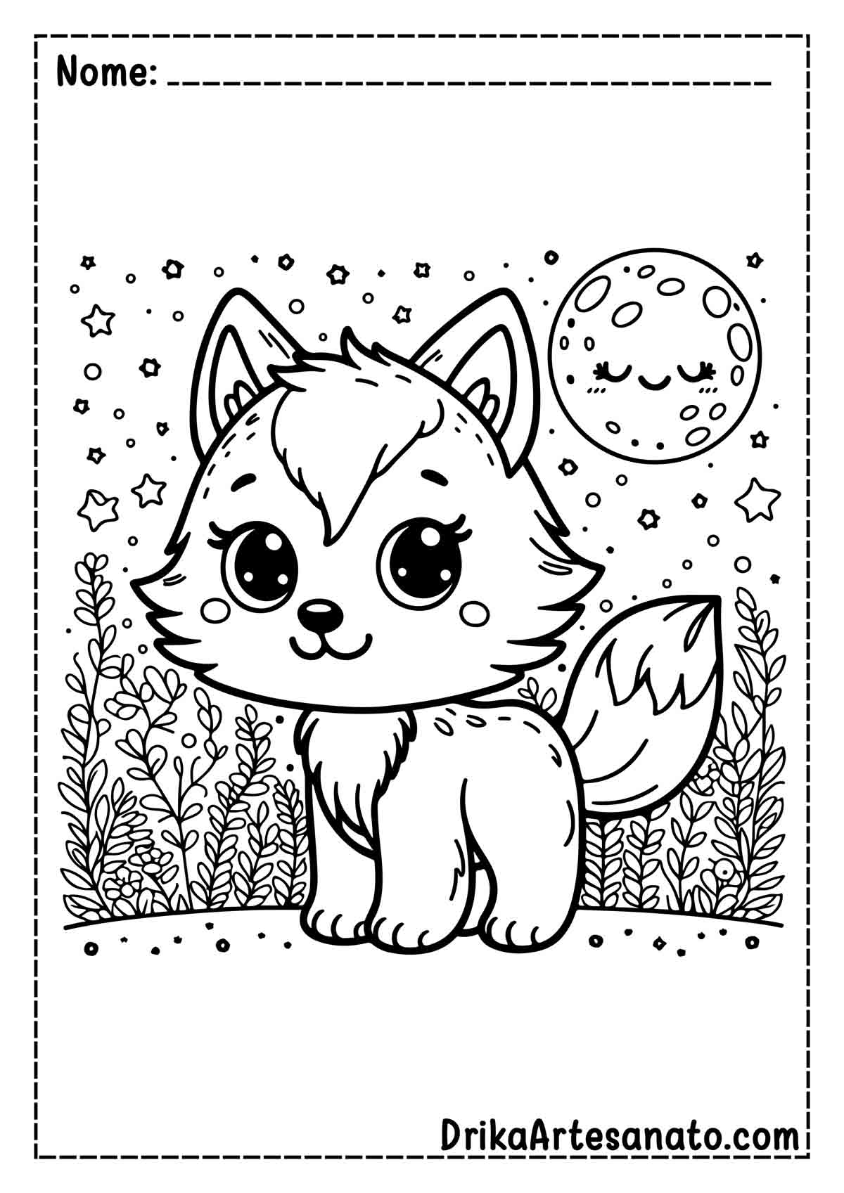 Desenho de Lobo Infantil para Colorir