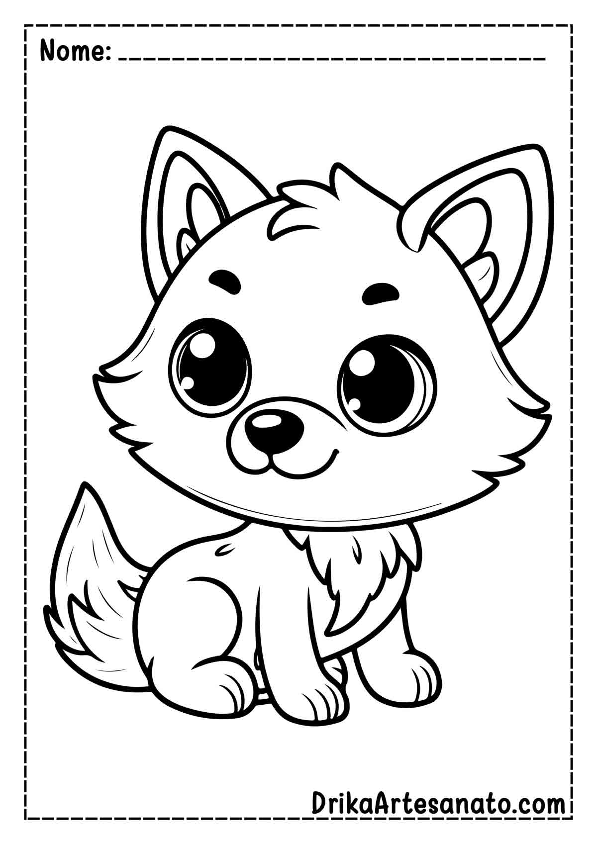 Desenho de Lobo fofo para Imprimir