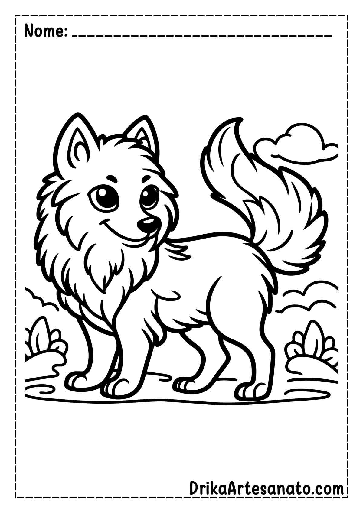 Desenho de Lobo fofo para Imprimir