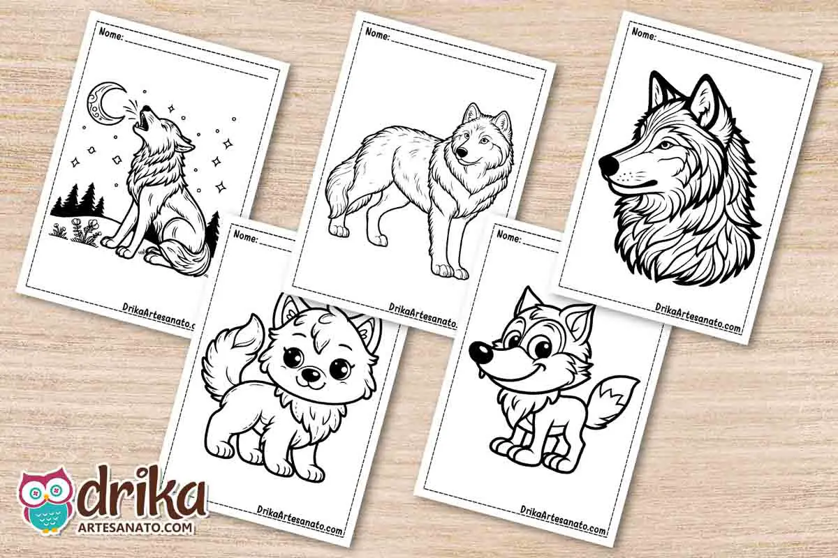 50 Desenhos de Lobo para Colorir Grátis em PDF