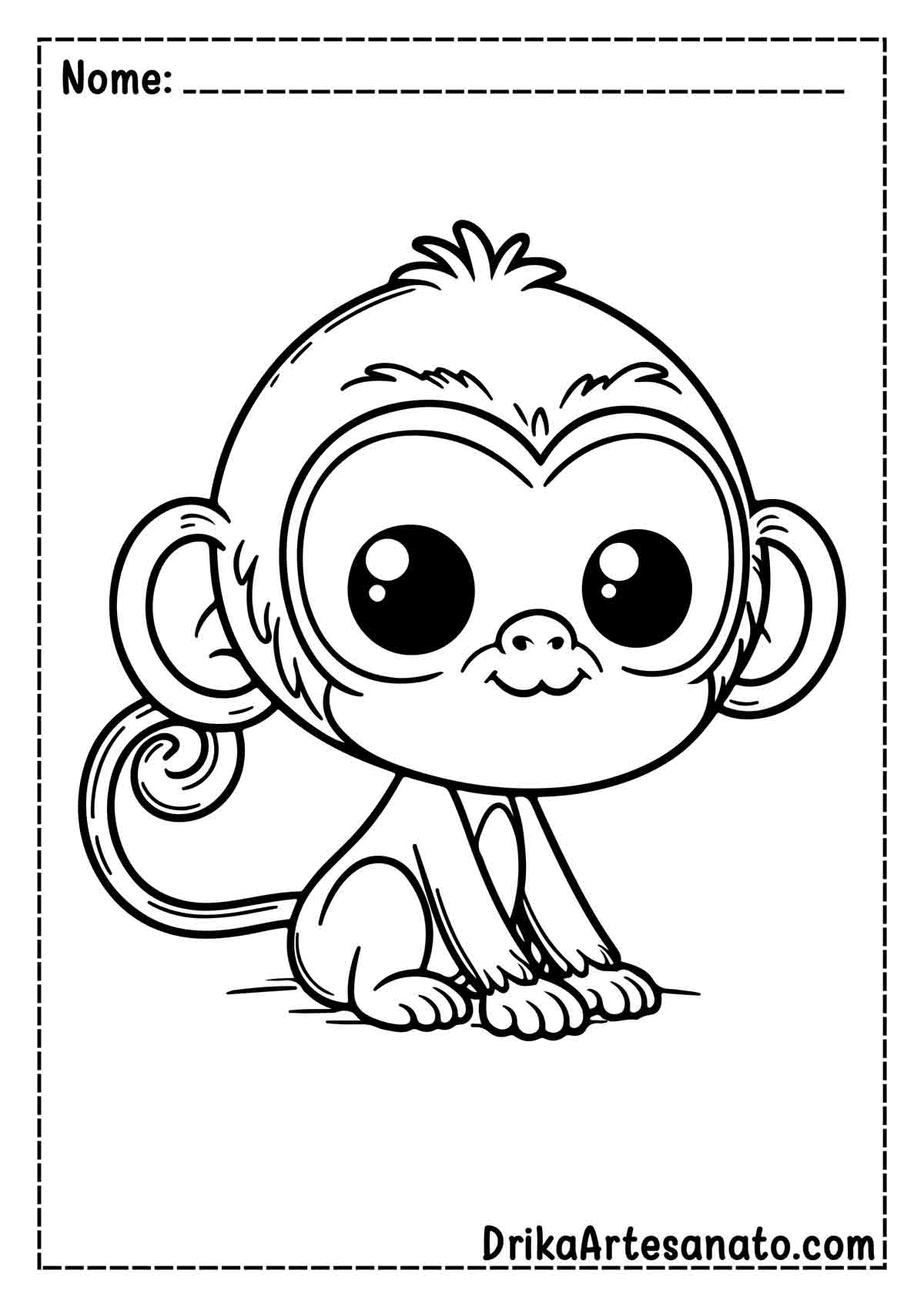 Desenho de Macaco Simples para Imprimir