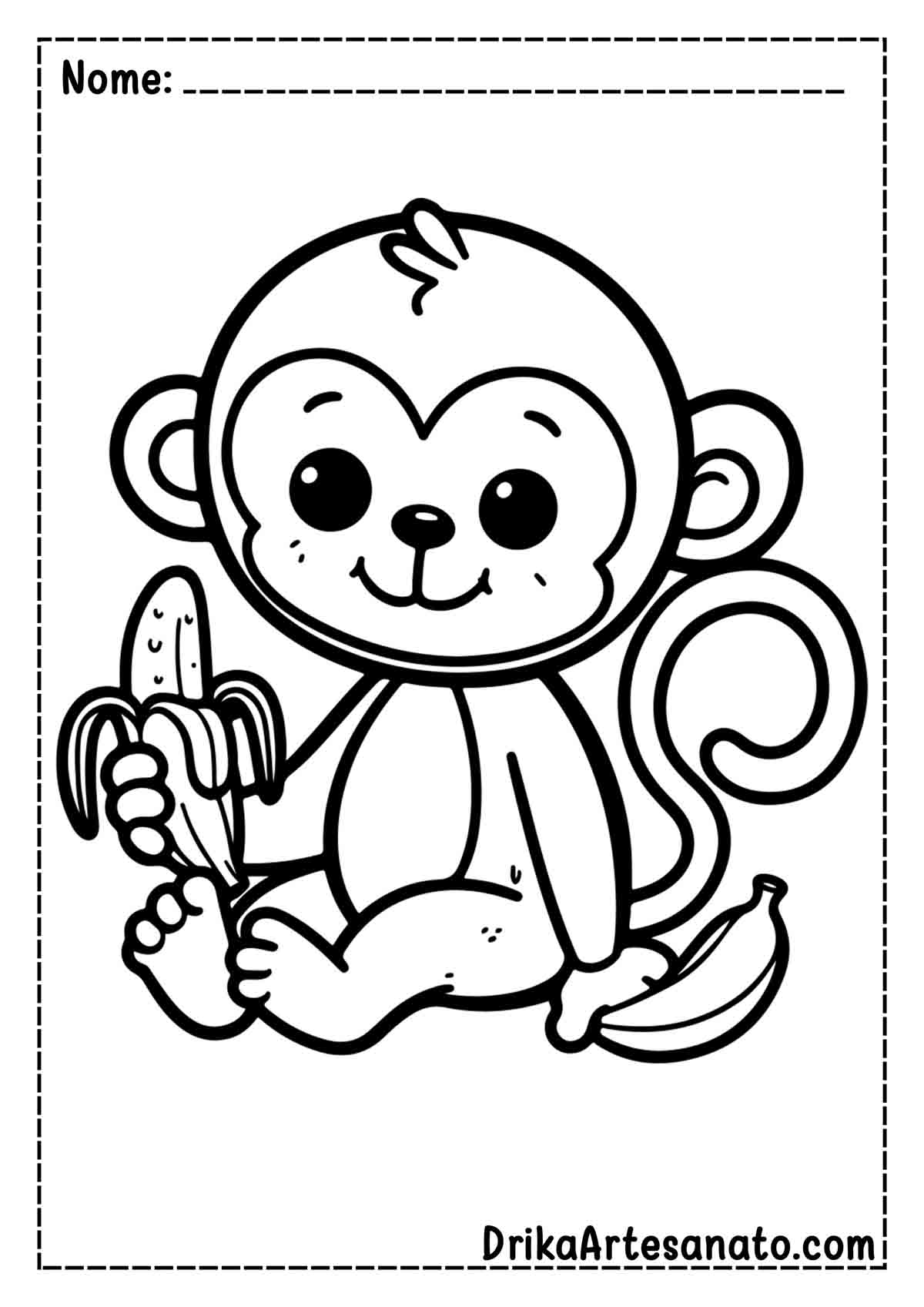 Desenho de Macaco com Banana para Imprimir