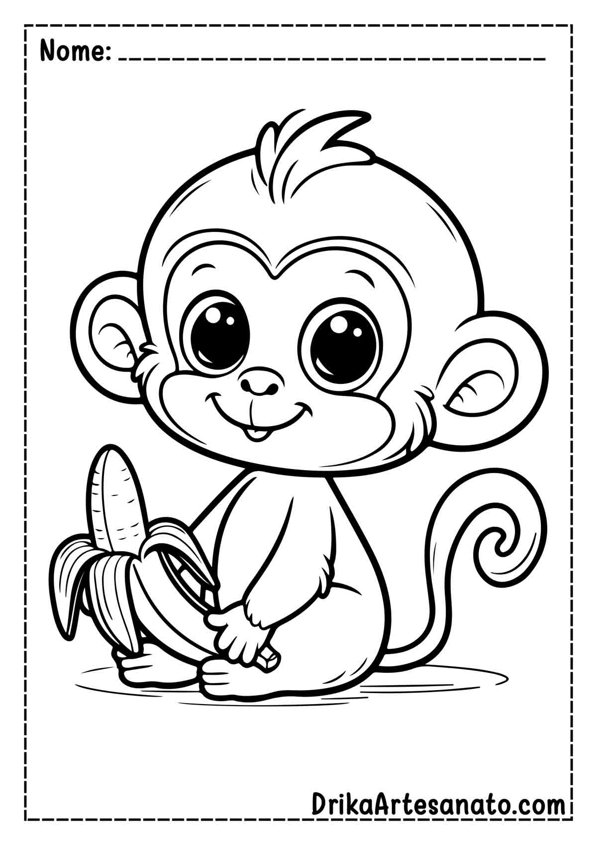 Desenho de Macaco Infantil para Colorir