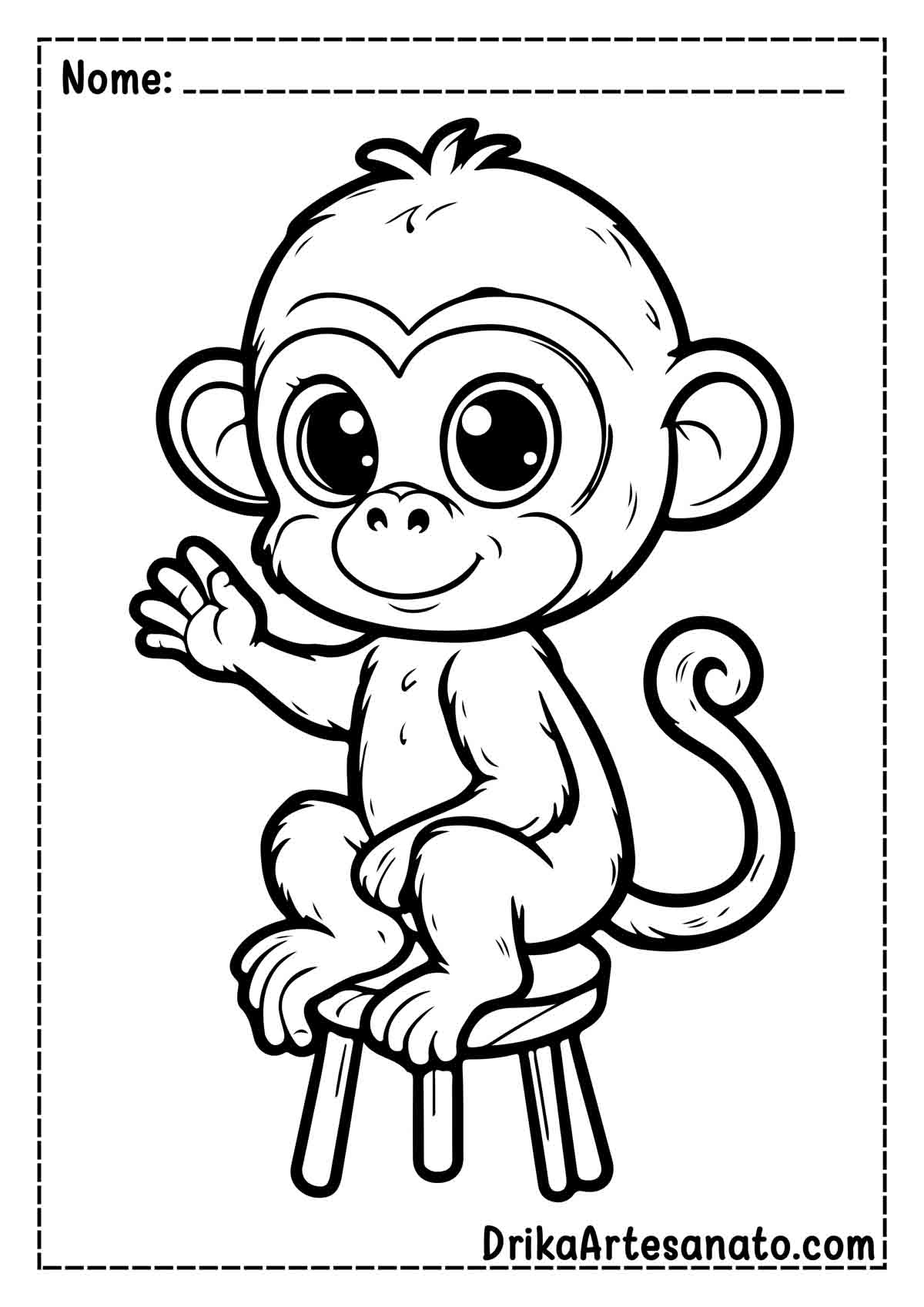 Desenho de Macaco para Colorir e Imprimir