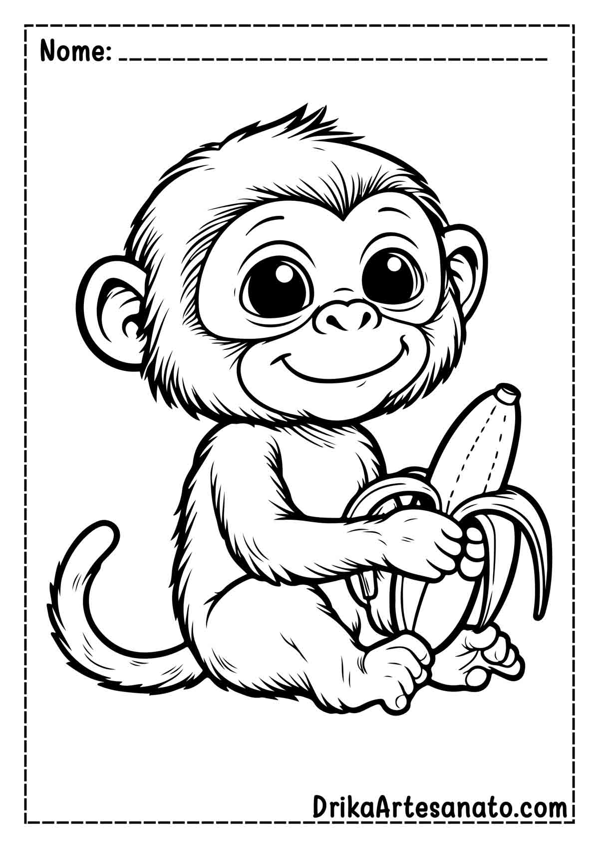 Desenho de Macaco com Banana para Colorir