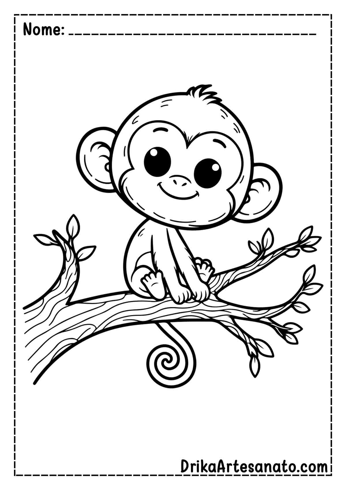 Desenho de Macaco no Galho para Imprimir