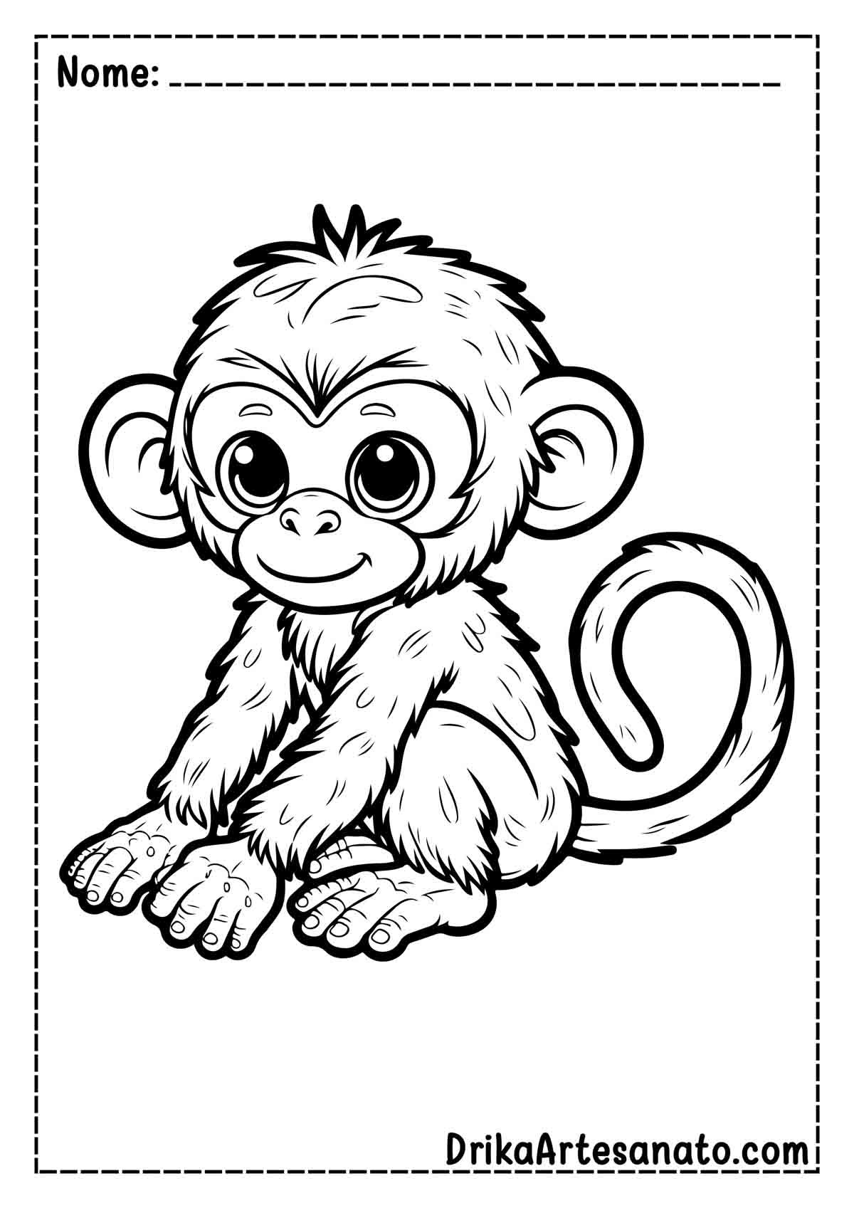 Desenho de Macaco Infantil para Colorir